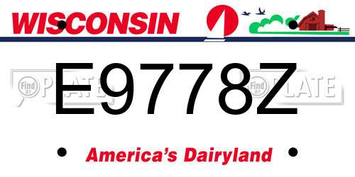 E9778Z Wisconsin License Plate
