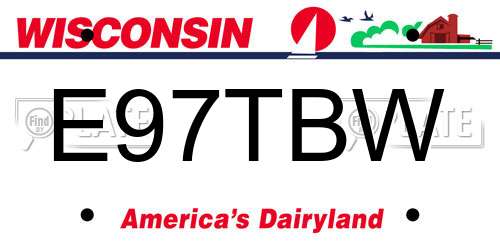 E97TBW Wisconsin License Plate