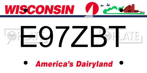 E97ZBT Wisconsin License Plate