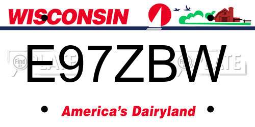 E97ZBW Wisconsin License Plate