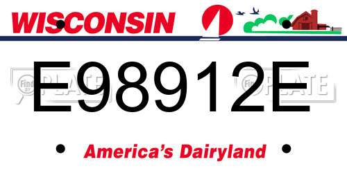 E98912E Wisconsin License Plate