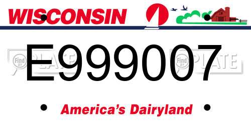E999007 Wisconsin License Plate