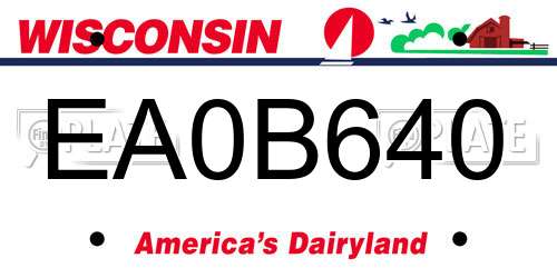 EA0B640 Wisconsin License Plate