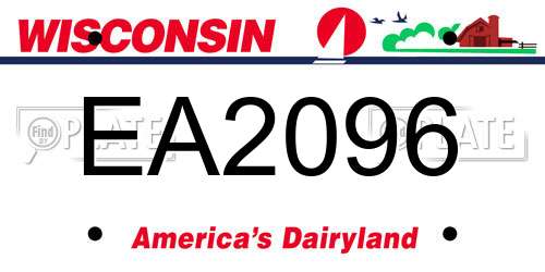 EA2096 Wisconsin License Plate