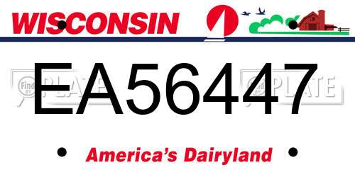 EA56447 Wisconsin License Plate