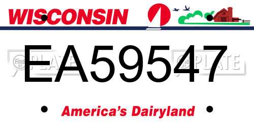 EA59547 Wisconsin License Plate