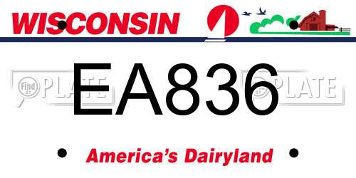 EA836 Wisconsin License Plate