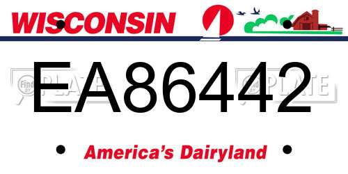 EA86442 Wisconsin License Plate