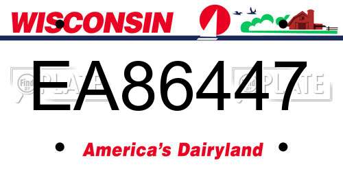 EA86447 Wisconsin License Plate