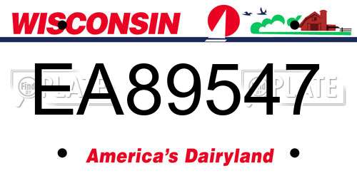 EA89547 Wisconsin License Plate