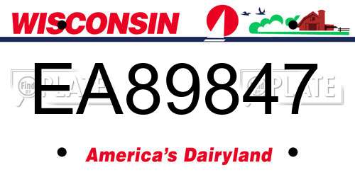 EA89847 Wisconsin License Plate