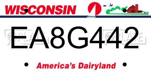 EA8G442 Wisconsin License Plate