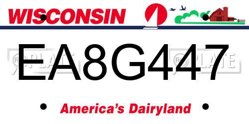 EA8G447 Wisconsin License Plate