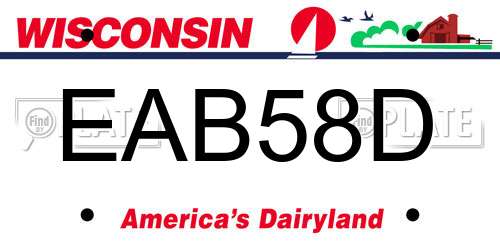 EAB58D Wisconsin License Plate