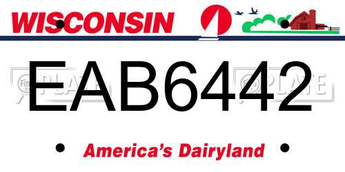 EAB6442 Wisconsin License Plate