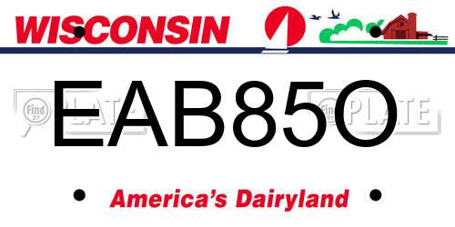EAB85O Wisconsin License Plate