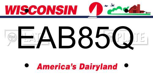 EAB85Q Wisconsin License Plate