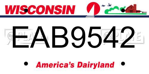 EAB9542 Wisconsin License Plate