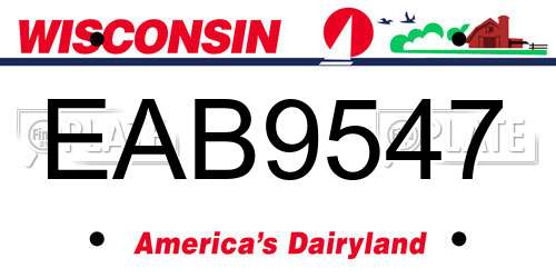EAB9547 Wisconsin License Plate