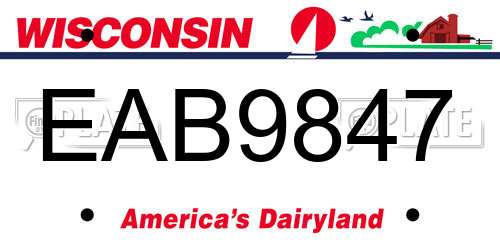 EAB9847 Wisconsin License Plate