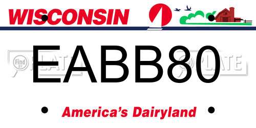 EABB80 Wisconsin License Plate