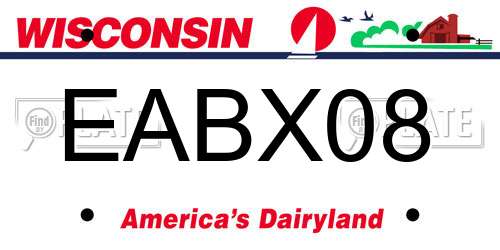 EABX08 Wisconsin License Plate