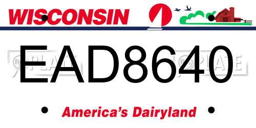 EAD8640 Wisconsin License Plate