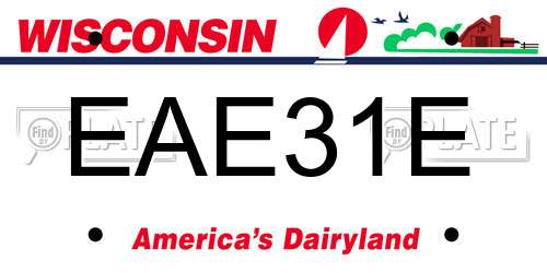 EAE31E Wisconsin License Plate