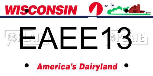 EAEE13 Wisconsin License Plate
