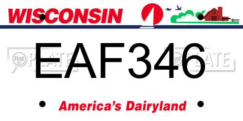 EAF346 Wisconsin License Plate
