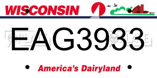 EAG3933 Wisconsin License Plate