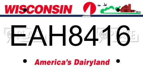 EAH8416 Wisconsin License Plate