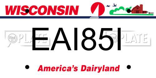 EAI85I Wisconsin License Plate