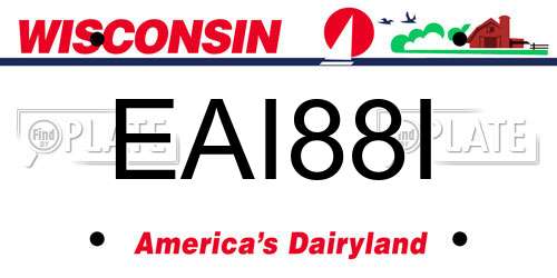 EAI88I Wisconsin License Plate