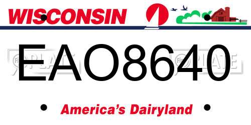 EAO8640 Wisconsin License Plate