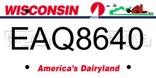 EAQ8640 Wisconsin License Plate