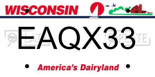 EAQX33 Wisconsin License Plate