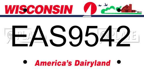 EAS9542 Wisconsin License Plate