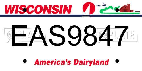 EAS9847 Wisconsin License Plate