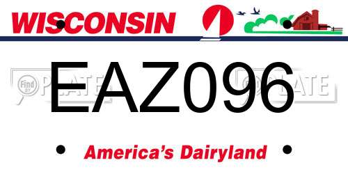 EAZ096 Wisconsin License Plate