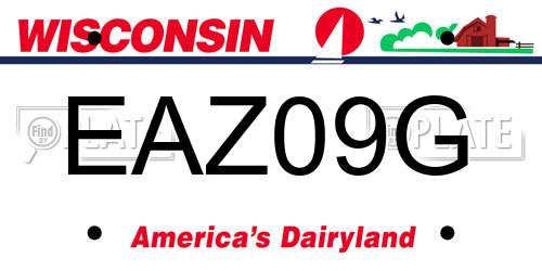 EAZ09G Wisconsin License Plate