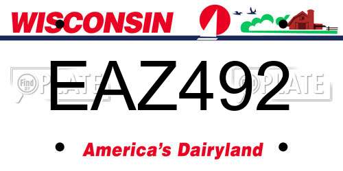 EAZ492 Wisconsin License Plate