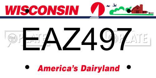 EAZ497 Wisconsin License Plate
