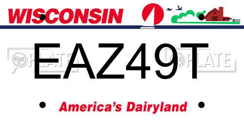 EAZ49T Wisconsin License Plate