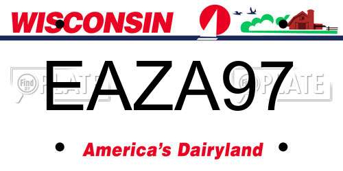 EAZA97 Wisconsin License Plate