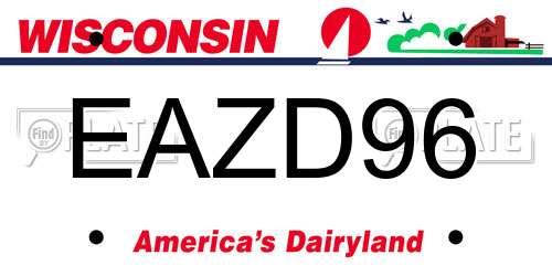 EAZD96 Wisconsin License Plate