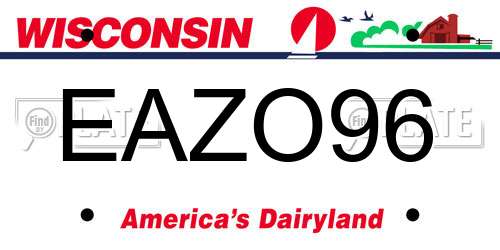 EAZO96 Wisconsin License Plate
