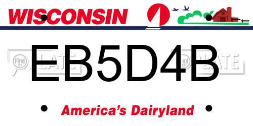 EB5D4B Wisconsin License Plate