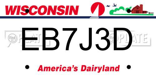 EB7J3D Wisconsin License Plate
