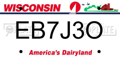 EB7J3O Wisconsin License Plate
